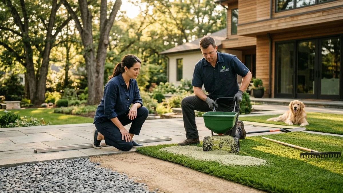 Pet-grade artificial turf install showing compacted base layers and ZeoFill cooling infill detail